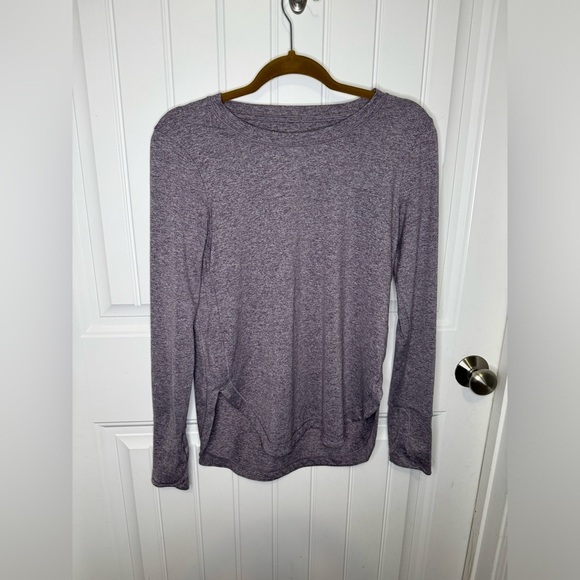 Athleta Uptempo Top Dark Sky Violet Purple Soft Long Sleeve Workout Yoga Top - Picture 2 of 7
